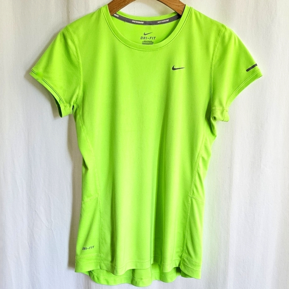 Nike Running Neon Green Short Sleeve Dri-Fit Miler Running T-Shirt